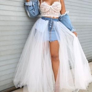 Tulle Denim Skirt